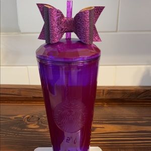 Purple Starbucks dome tumbler with bow.